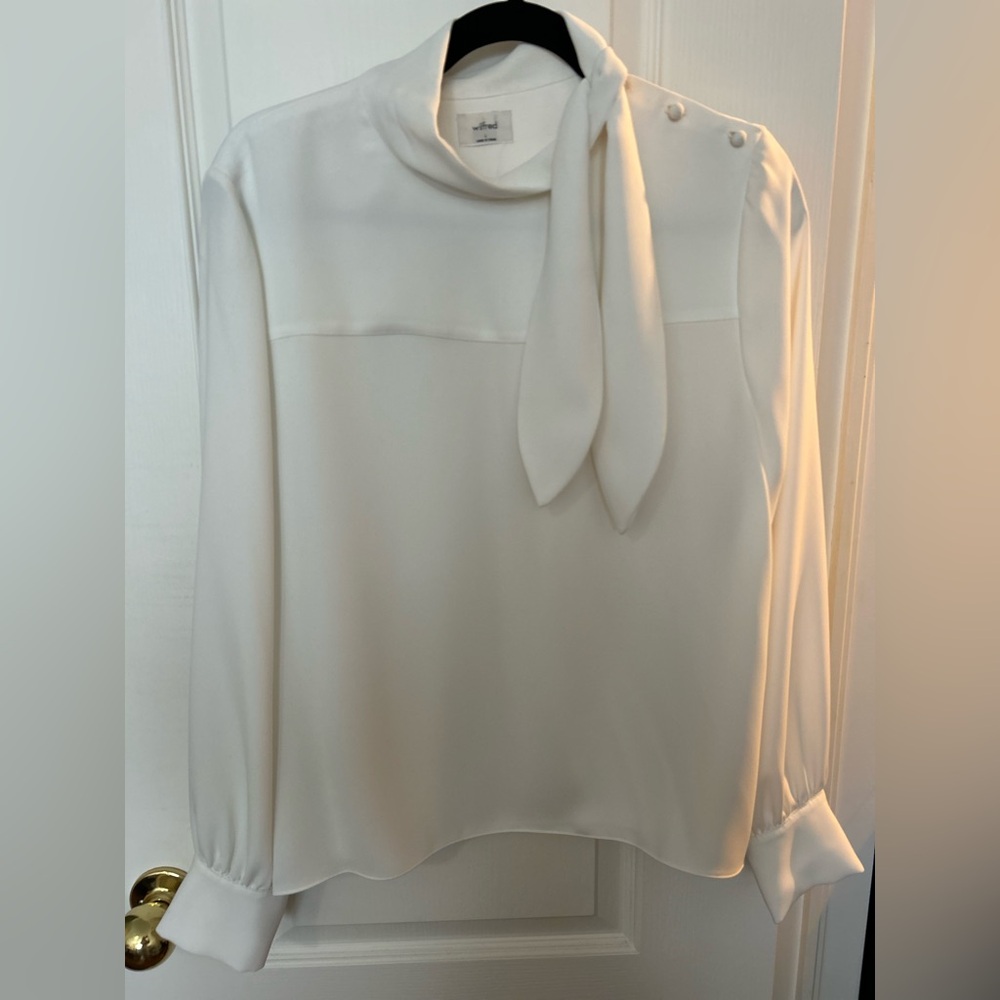 Wilfred Cream Long Sleeve Tie Front Blouse